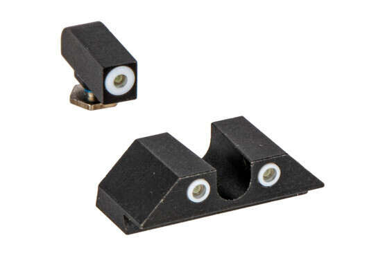 Night Fision Perfect Dot Night Sight Set with U-notch, White front and White rear ring for standard Glock handguns.